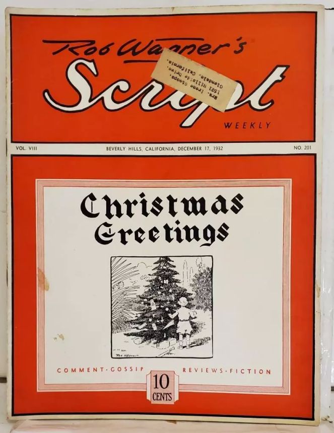 ROB WAGNERS SCRIPT magazine side cover 17 December 1932