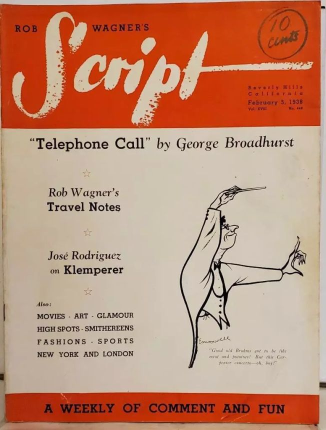 ROB WAGNERS SCRIPT magazine side cover 5 February 1938