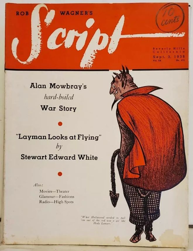 ROB WAGNERS SCRIPT magazine side cover 3 September 1938