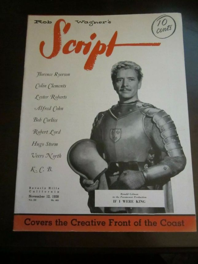 ROB WAGNERS SCRIPT magazine side cover 12 November 1938
