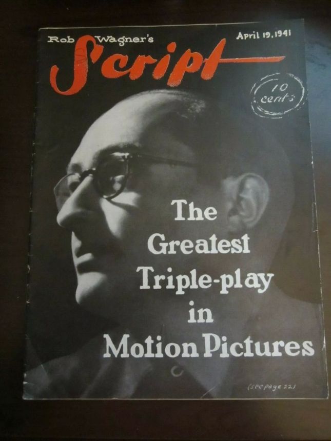 ROB WAGNERS SCRIPT magazine side cover 19 April 1941