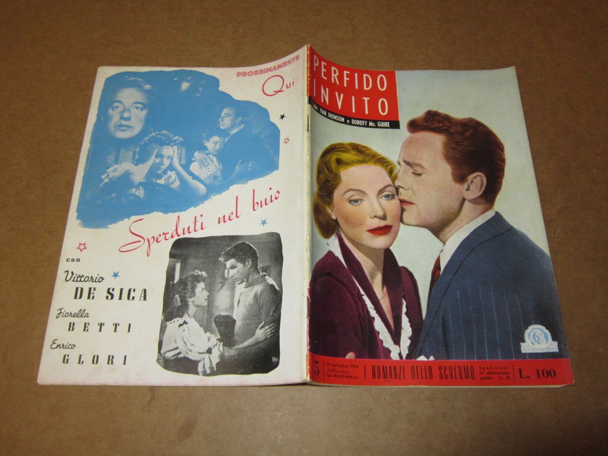 I ROMANZI DELLO SCHERMO magazine side cover Issue 5 10 September 1954