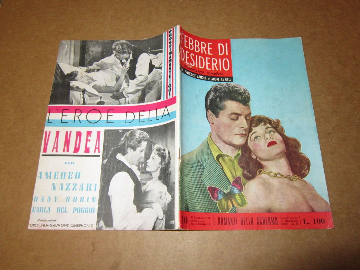 I ROMANZI DELLO SCHERMO magazine side cover Issue 10 25 November 1954