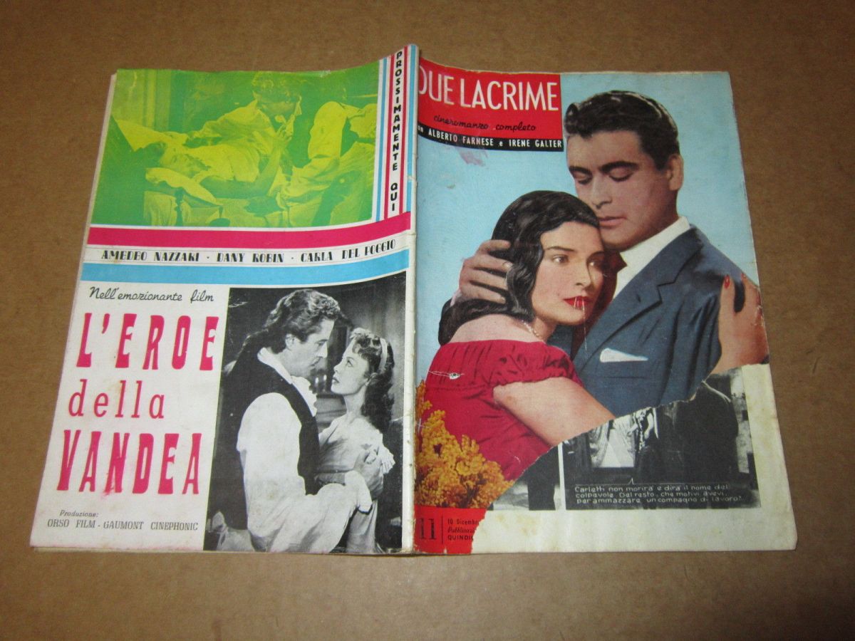I ROMANZI DELLO SCHERMO magazine side cover Issue 11 10 December 1954