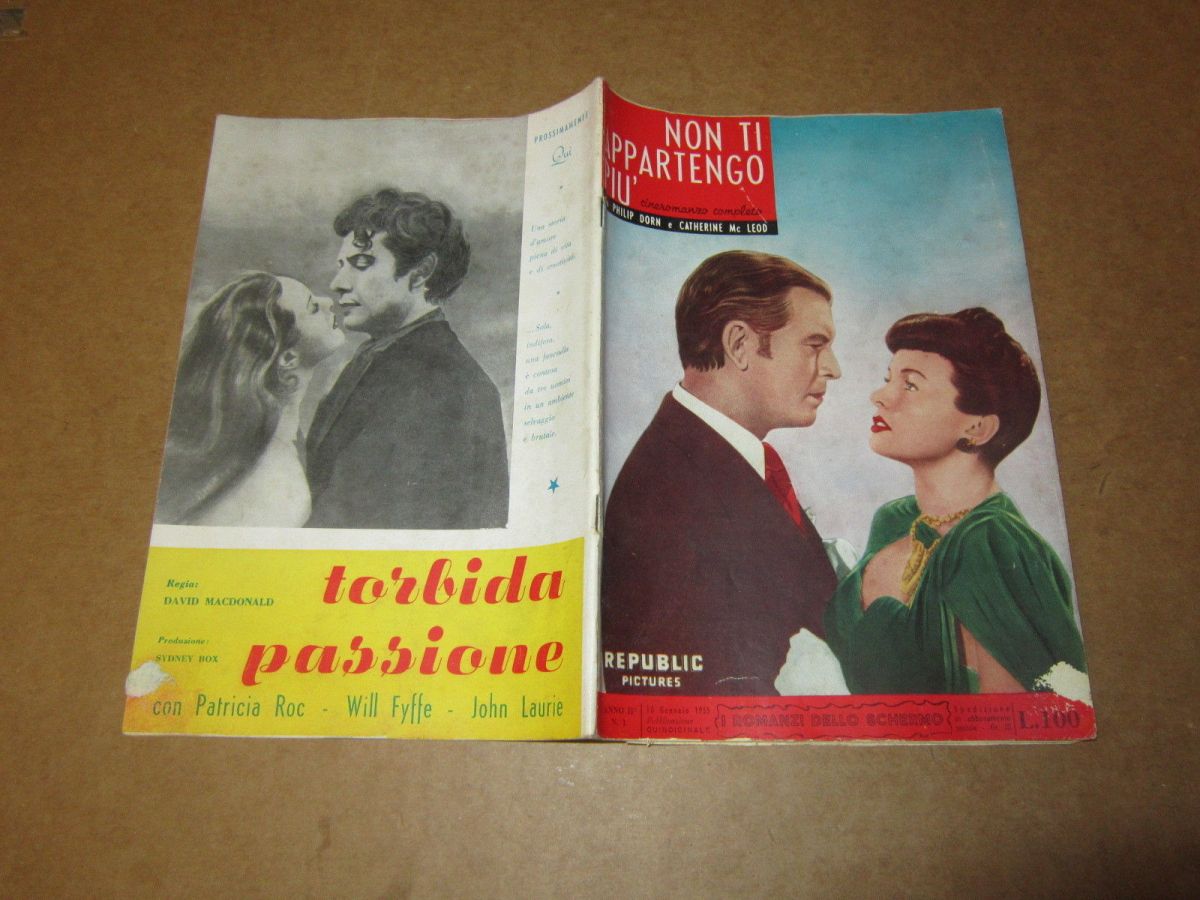 I ROMANZI DELLO SCHERMO magazine side cover Issue 1 10 January 1955