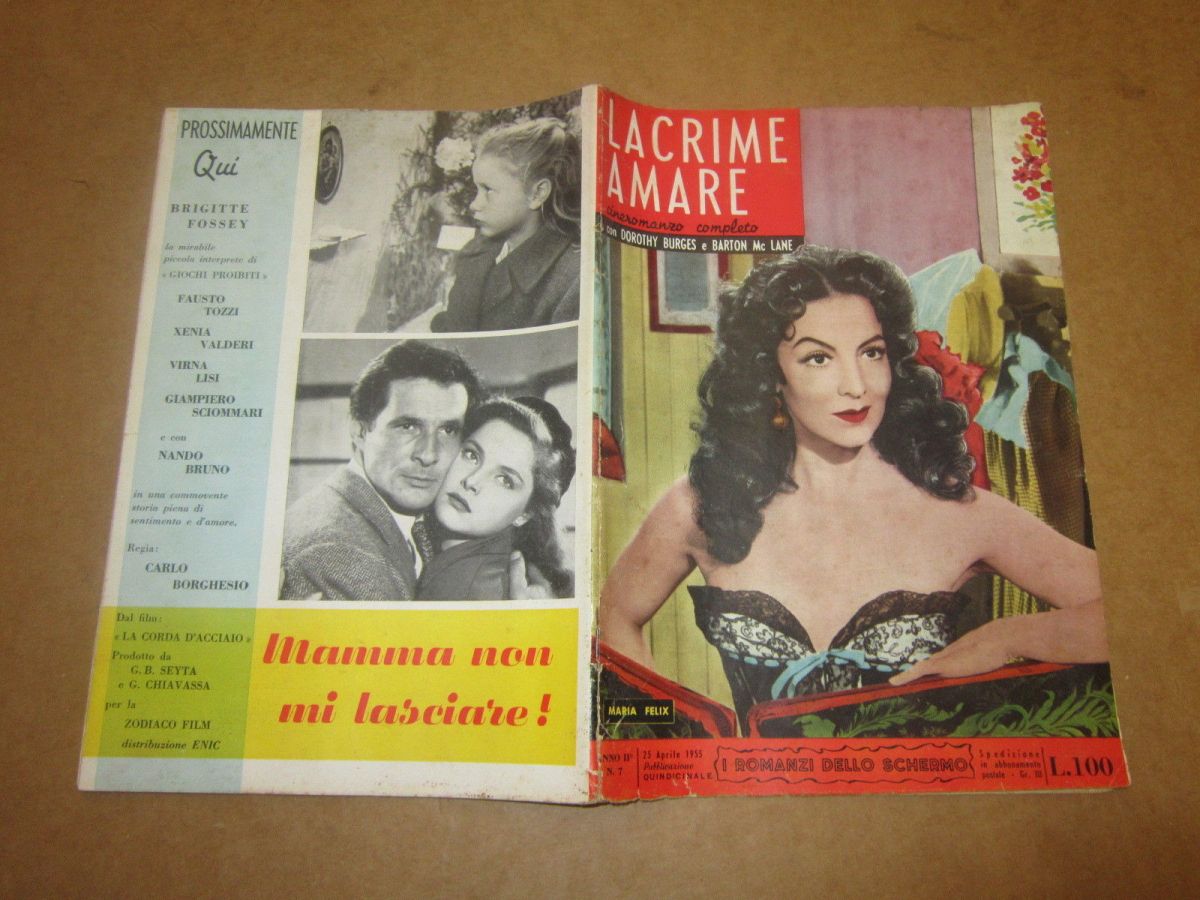 I ROMANZI DELLO SCHERMO magazine side cover Issue 7 25 April 1955