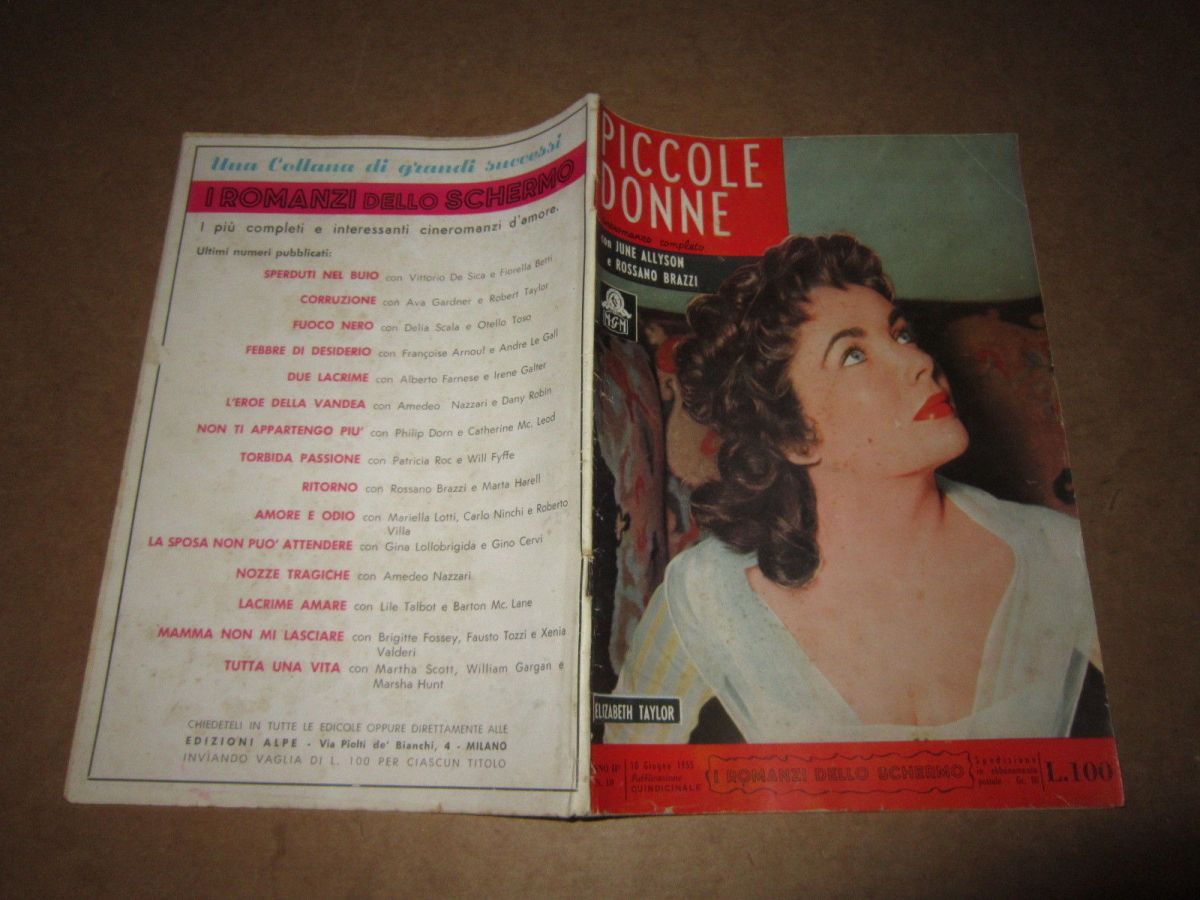I ROMANZI DELLO SCHERMO magazine side cover Issue 10 10 June 1955