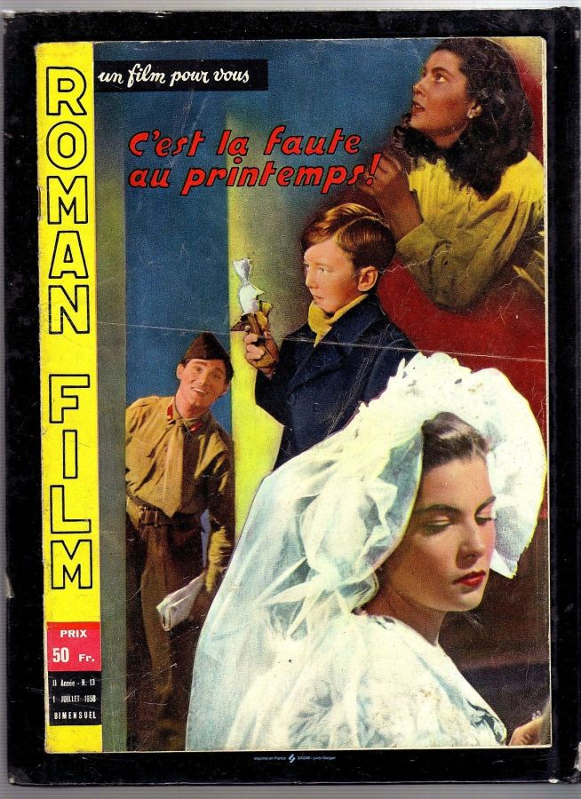 ROMAN FILM UN FILM POUR VOUS magazine side cover Issue 13 1 July 1958