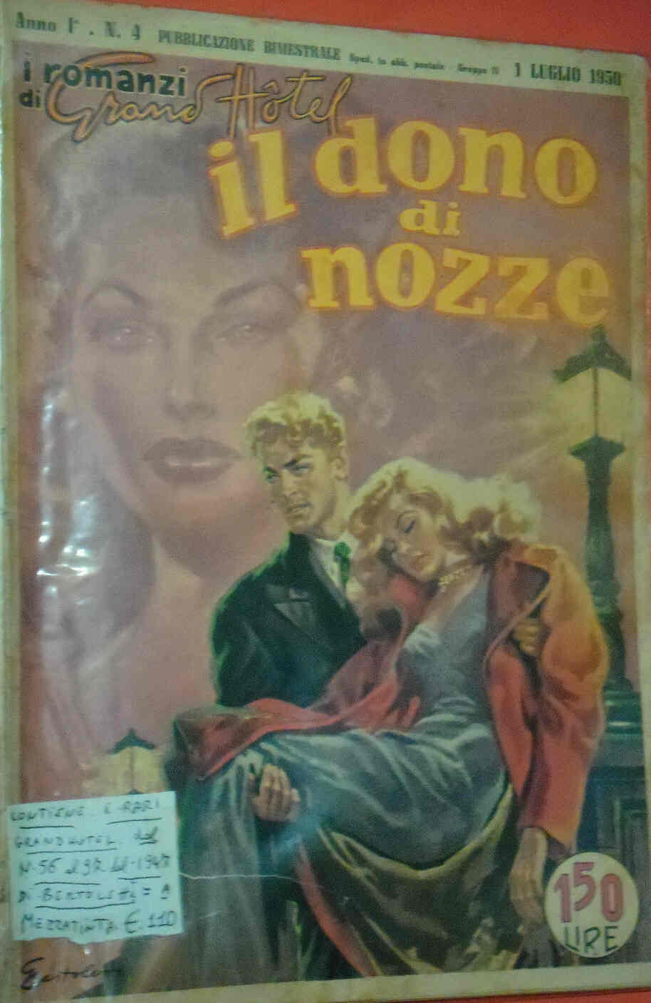 I ROMANZI DI GRAND HOTEL magazine side cover Issue 4 July 1950
