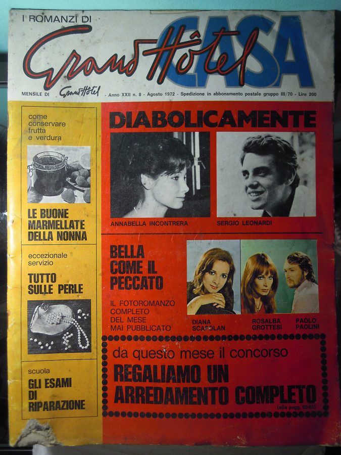 I ROMANZI DI GRAND HOTEL magazine side cover August 1972