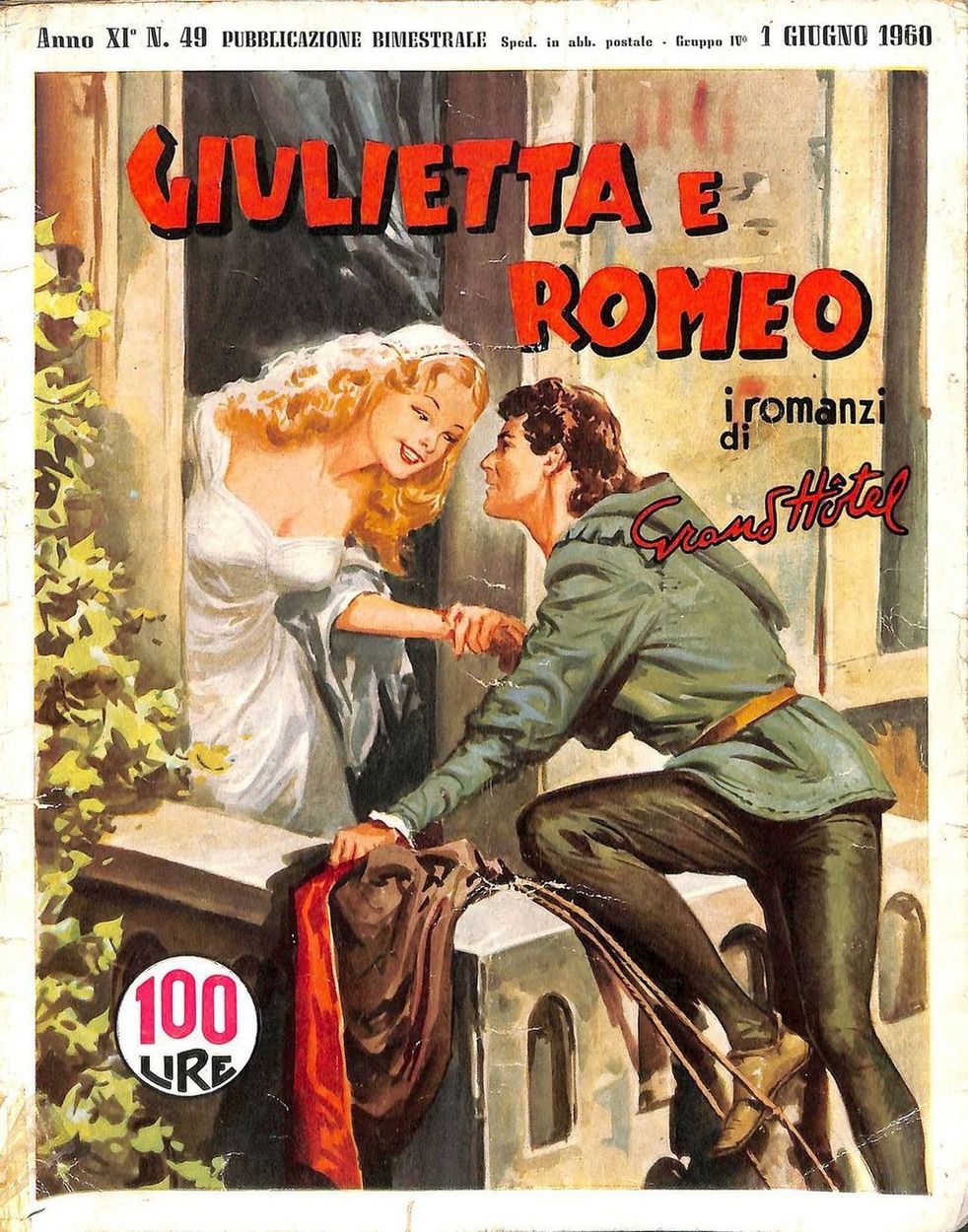 I ROMANZI DI GRAND HOTEL magazine side cover Issue 49 1 June 1960