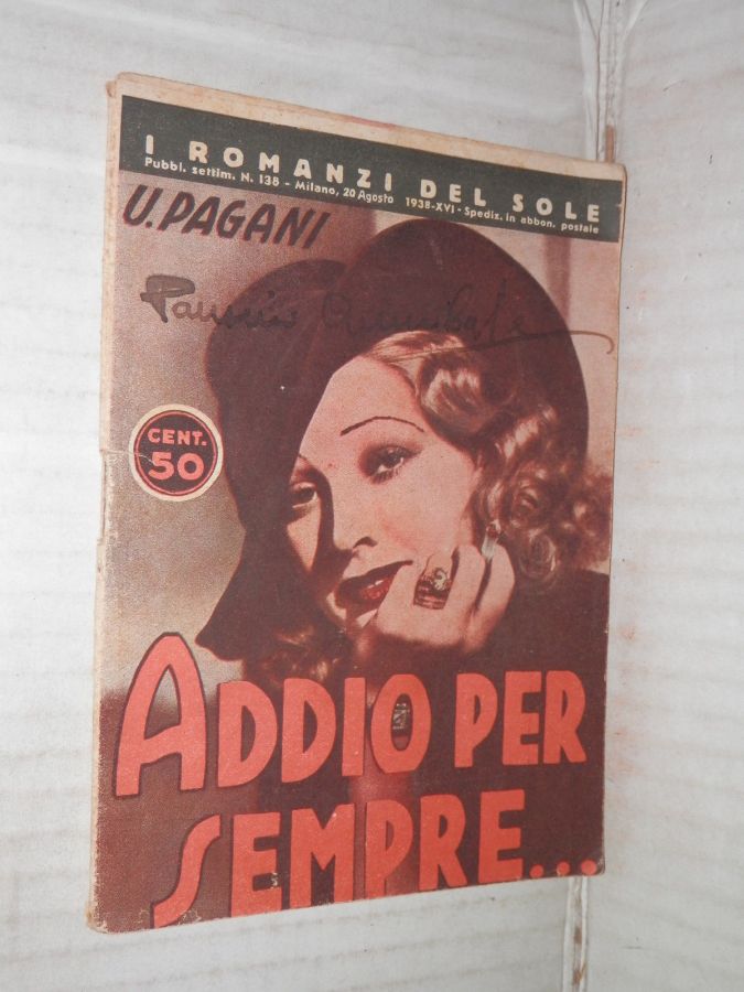 I ROMANZI DEL SOLE magazine side cover Issue 138 20 August 1938