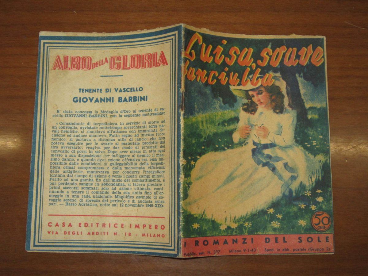 I ROMANZI DEL SOLE magazine side cover Issue 397 9 January 1943