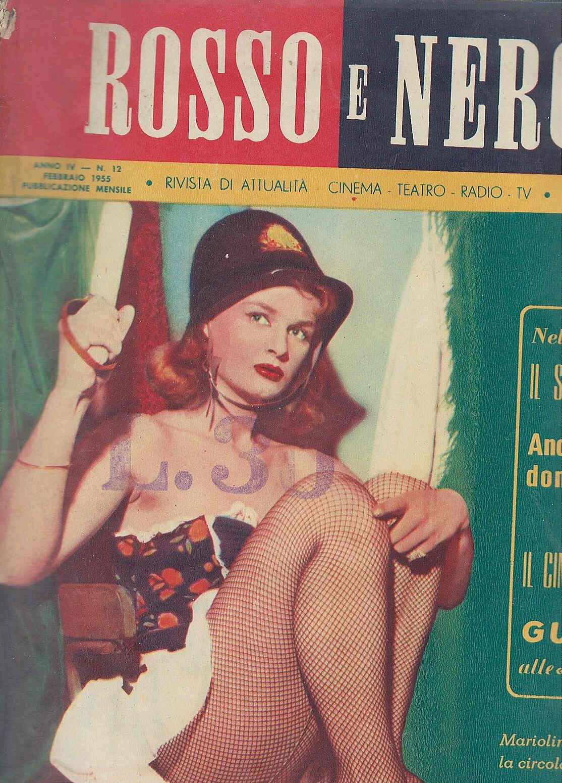 ROSSO E NERO magazine side cover Issue 12 February 1955
