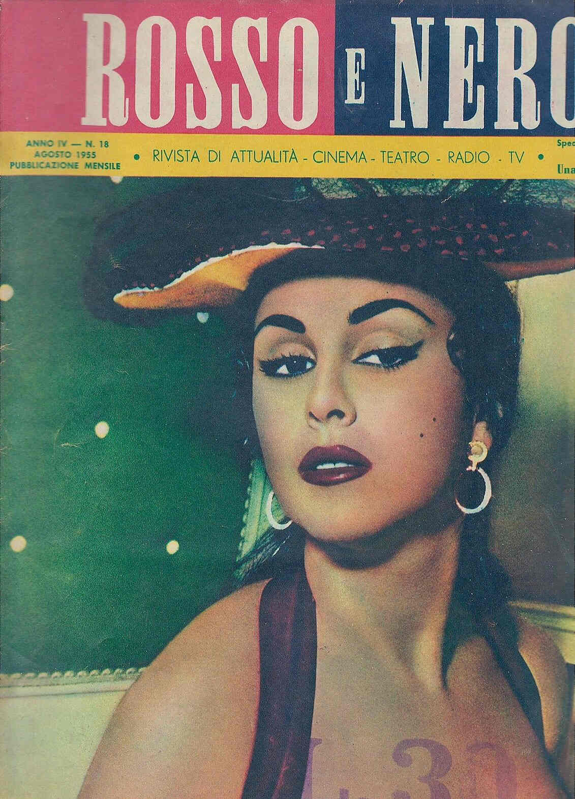ROSSO E NERO magazine side cover Issue 18 August 1955