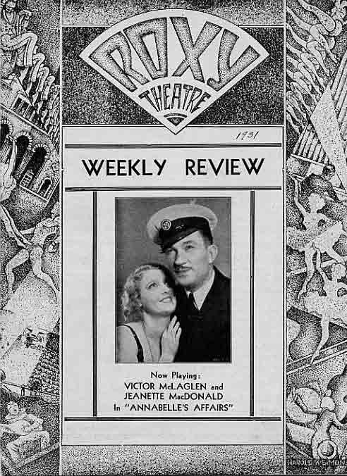 ROXY THEATRE magazine side cover 26 June 1931