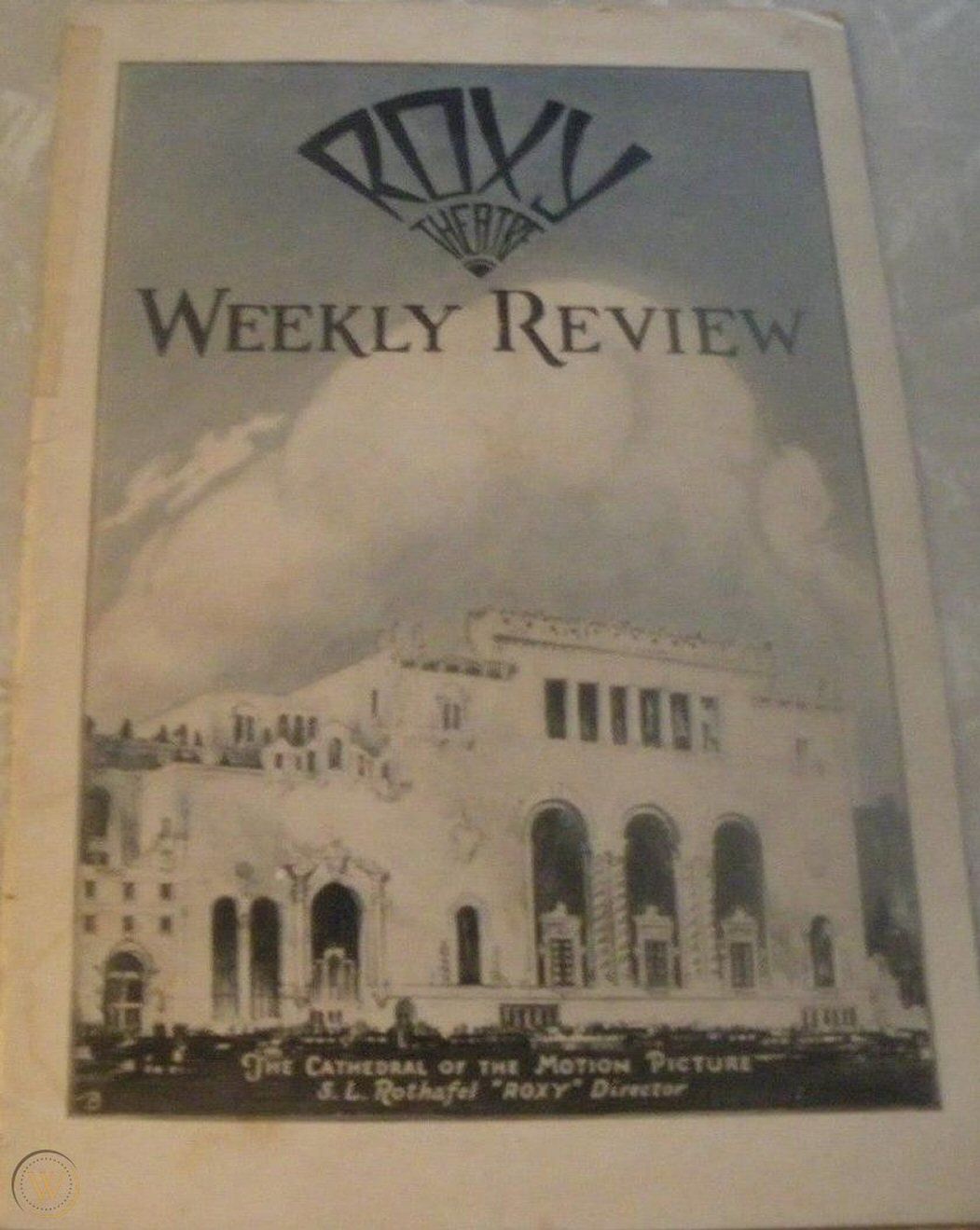 ROXY THEATRE magazine side cover  Vol 1 No  1 12 March 1927