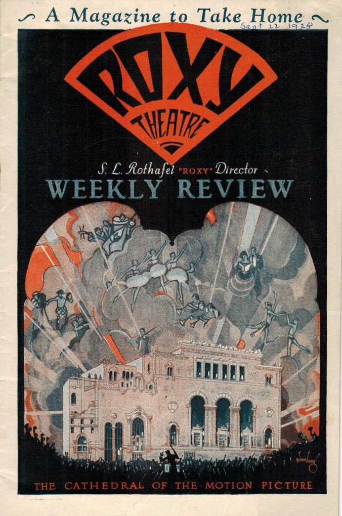 ROXY THEATRE magazine side cover 22 September 1928