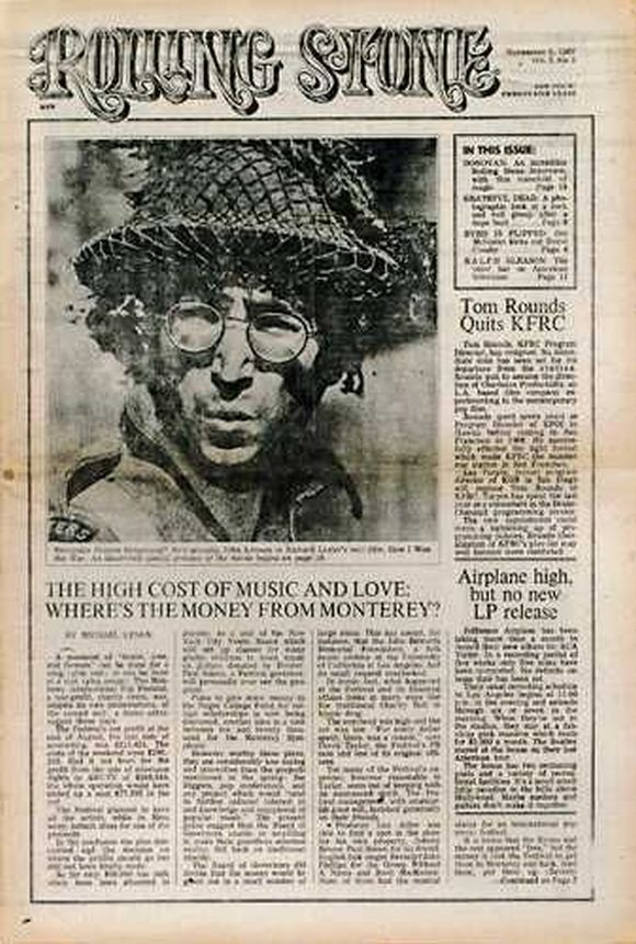 ROLLING STONE magazine side cover Issue 1 9 November 1967