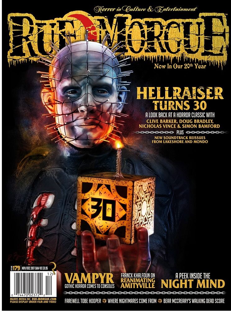 RUE MORGUE magazine side cover Issue 179  November/December 2017