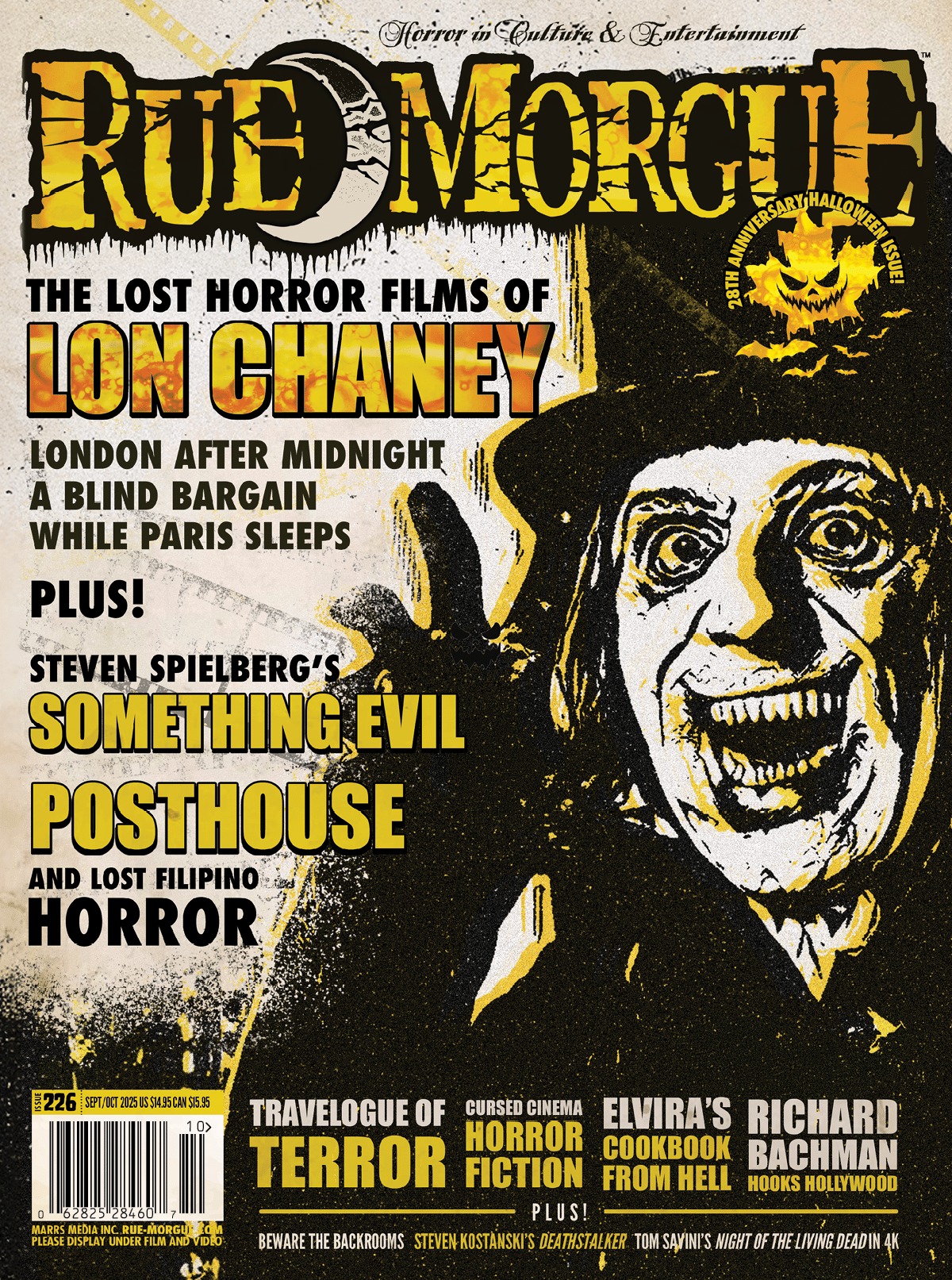 RUE MORGUE magazine side cover Issue 226  September/October 2025