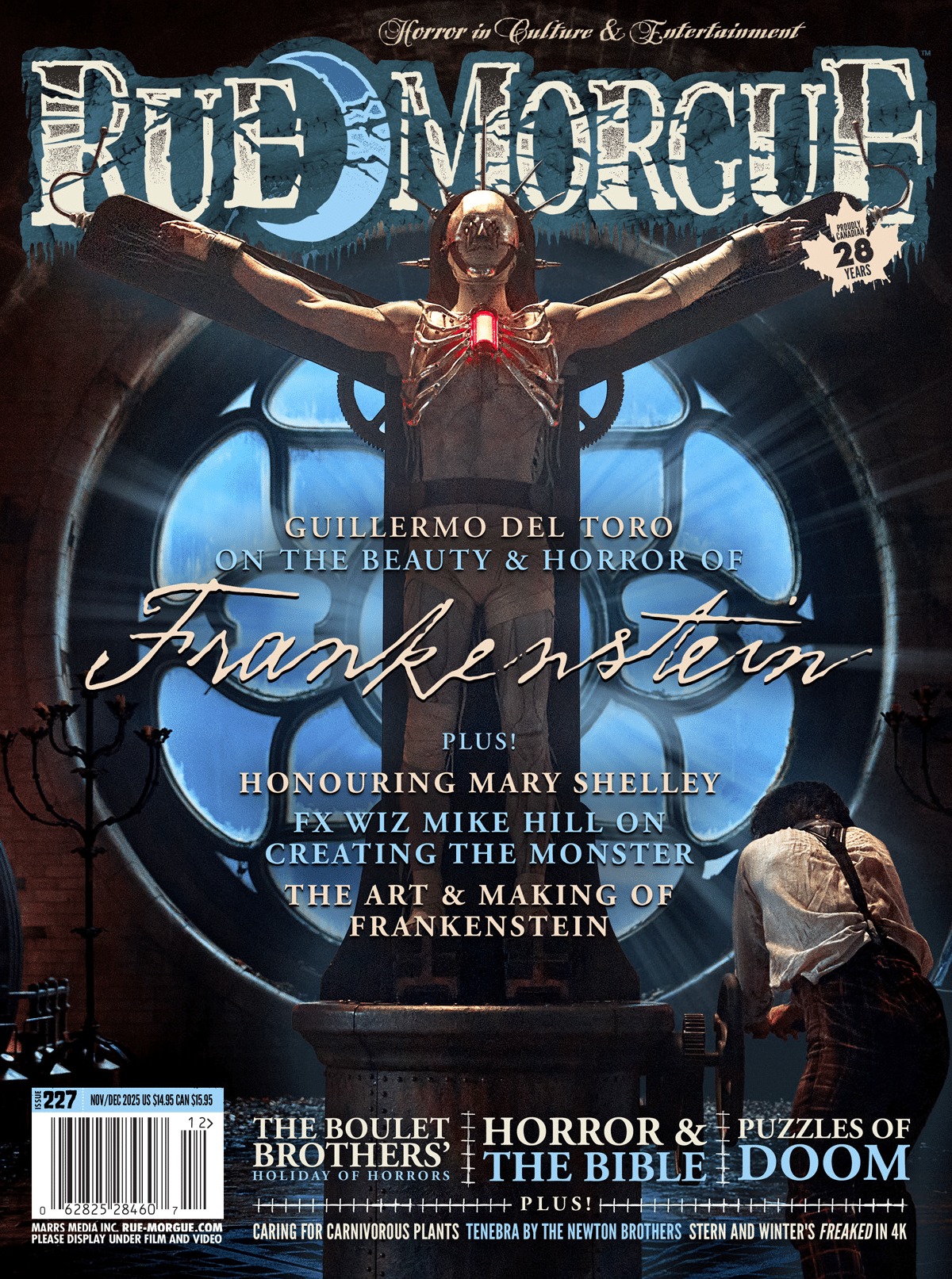 RUE MORGUE magazine side cover Issue 227  November/December 2025