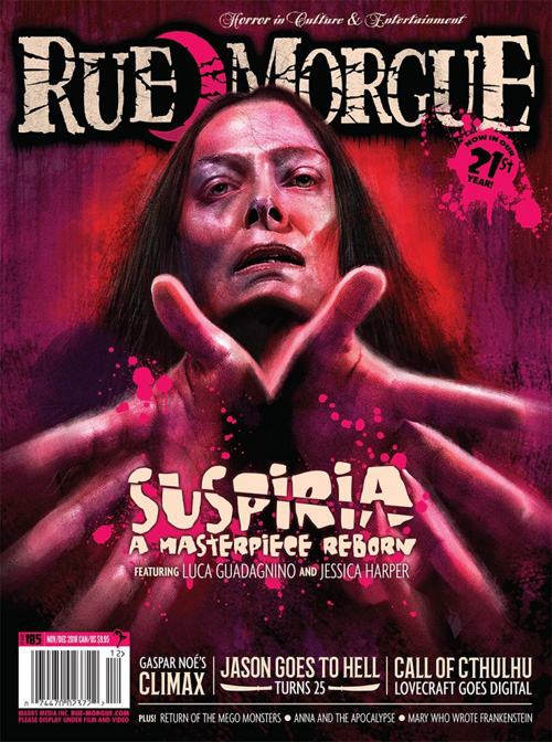 RUE MORGUE magazine side cover Issue 185  November/December 2018