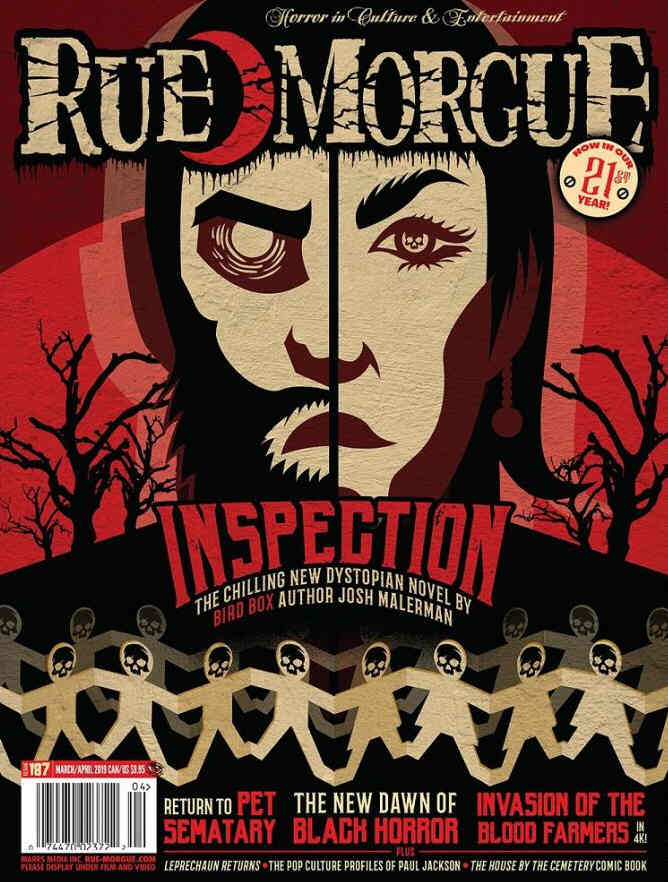 RUE MORGUE magazine side cover Issue 187  March/April 2019