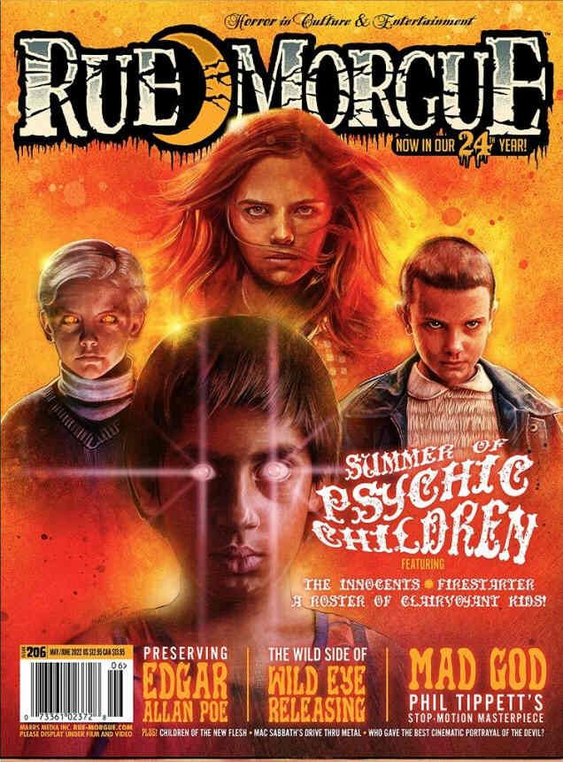 RUE MORGUE magazine side cover Issue 206  May/June 2022