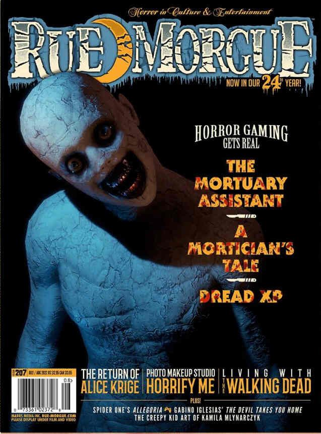 RUE MORGUE magazine side cover Issue 207  July/August 2022