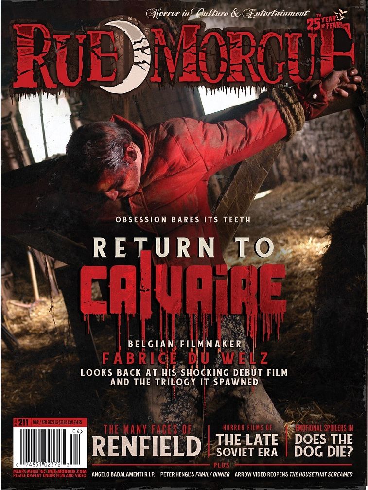 RUE MORGUE magazine side cover Issue 211  March/April 2023