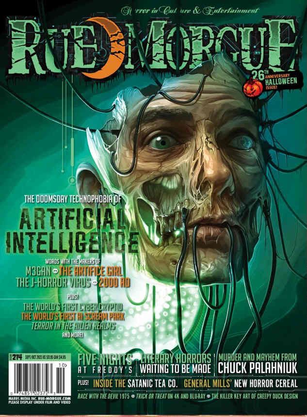 RUE MORGUE magazine side cover Issue 214  September/October 2023