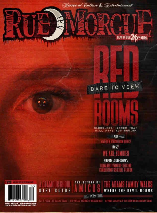 RUE MORGUE magazine side cover Issue 215  November/December 2023
