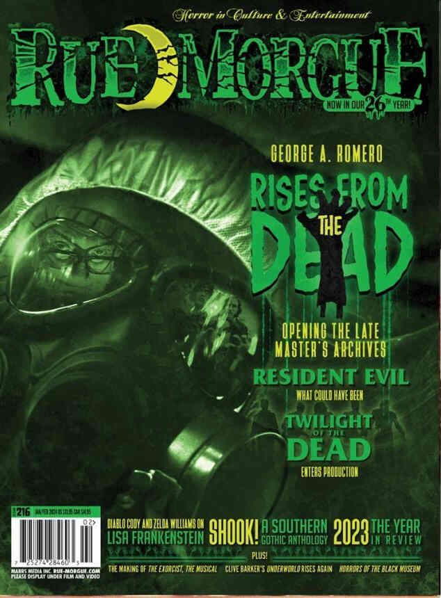 RUE MORGUE magazine side cover Issue 216  January/February 2024
