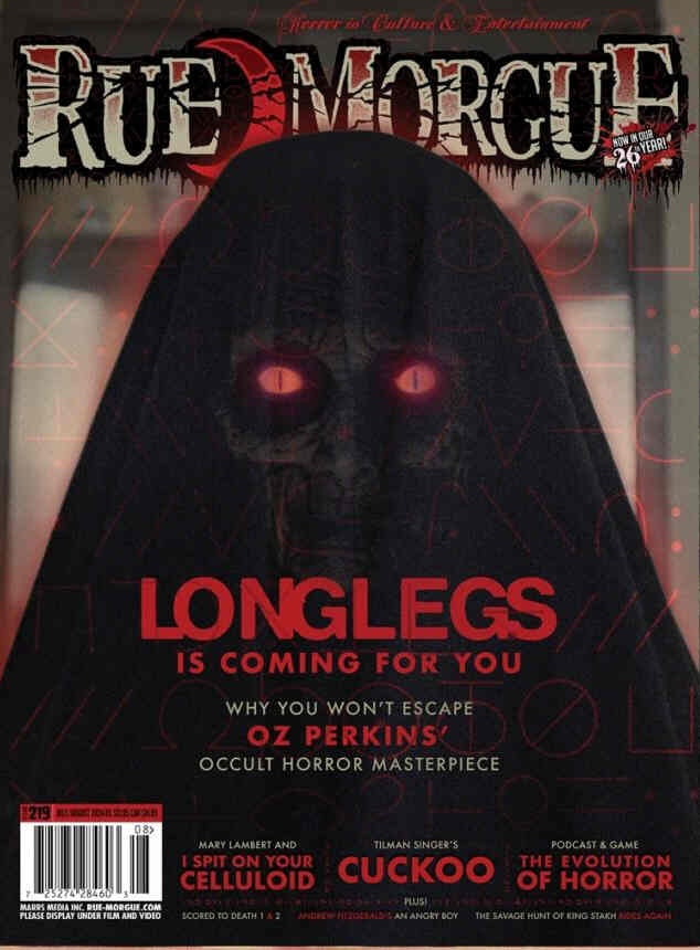 RUE MORGUE magazine side cover Issue 219  July/August 2024