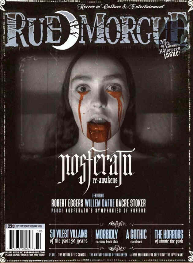 RUE MORGUE magazine side cover Issue 220  September/October 2024