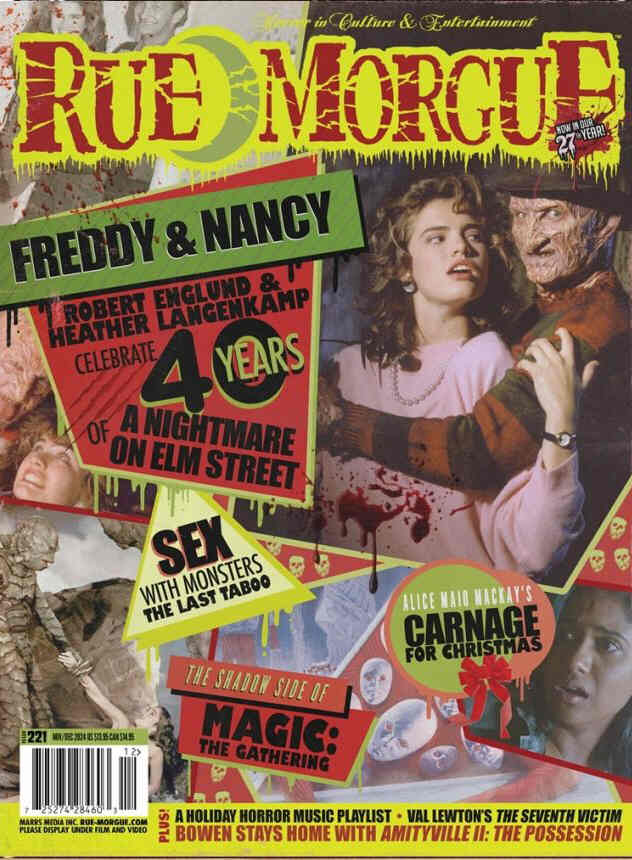 RUE MORGUE magazine side cover Issue 221  November/December 2024