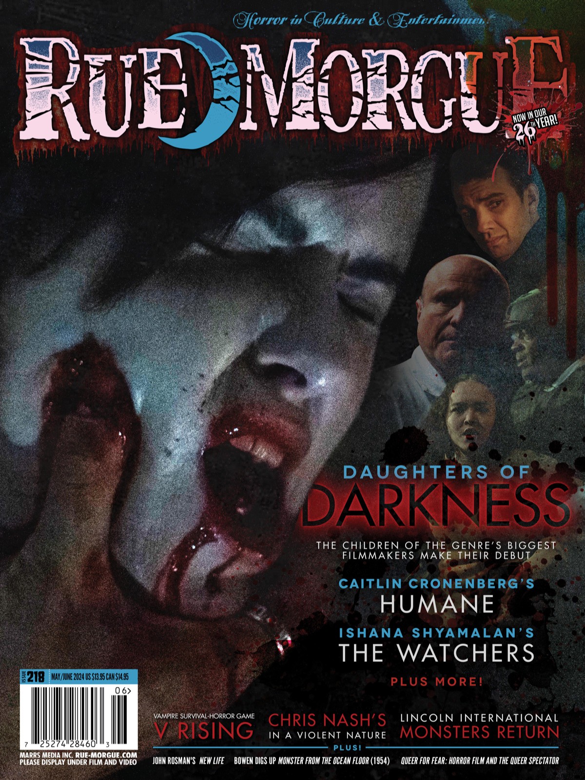 RUE MORGUE magazine side cover Issue 218  May/June 2024