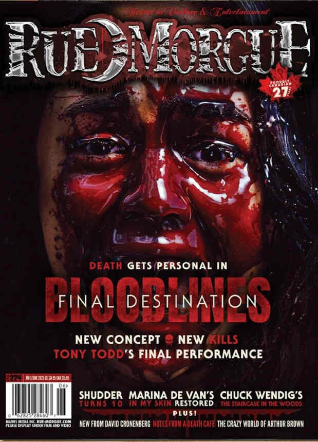 RUE MORGUE magazine side cover Issue 224  May/June 2025