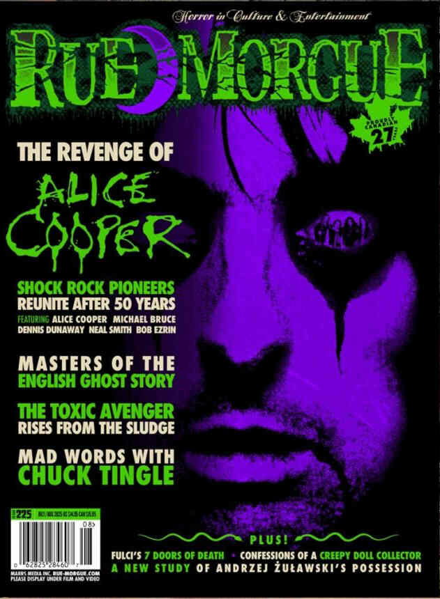 RUE MORGUE magazine side cover Issue 225  July/August 2025