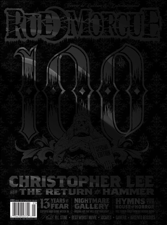 RUE MORGUE magazine side cover Issue 100 May 2010