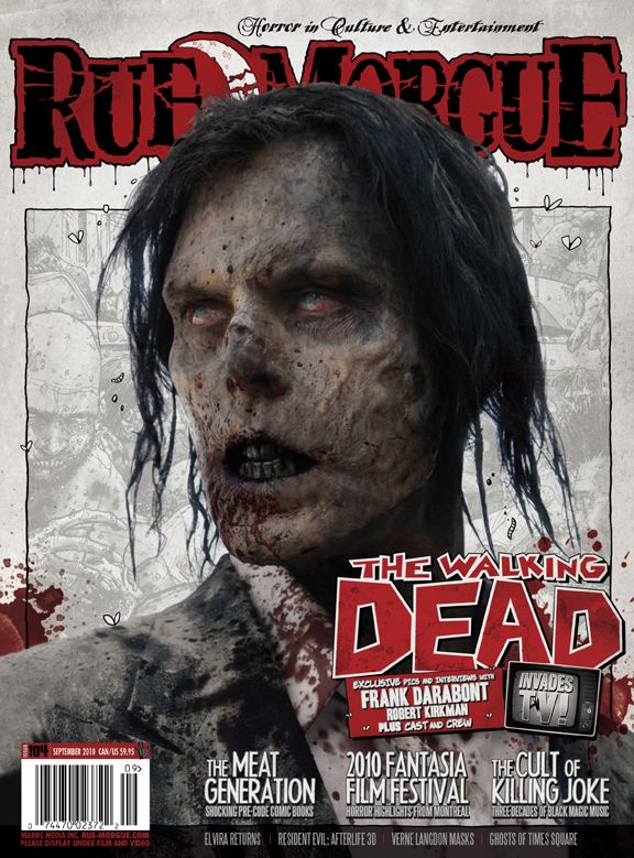 RUE MORGUE magazine side cover Issue 104 September 2010