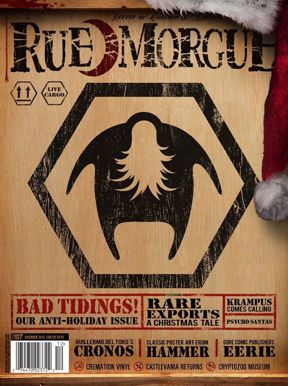 RUE MORGUE magazine side cover Issue 107 December 2010