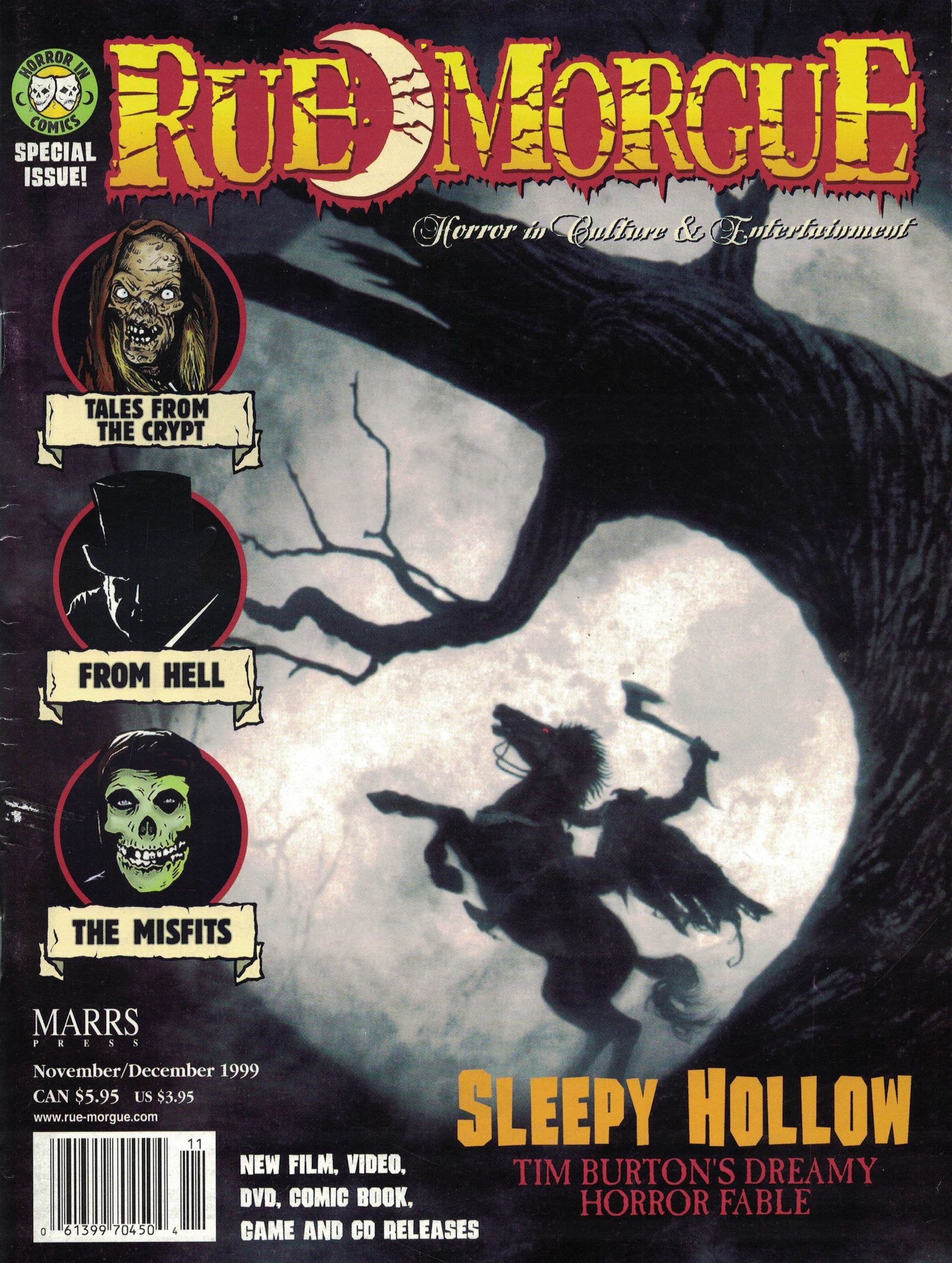 RUE MORGUE magazine side cover Issue 12 November/December 1999