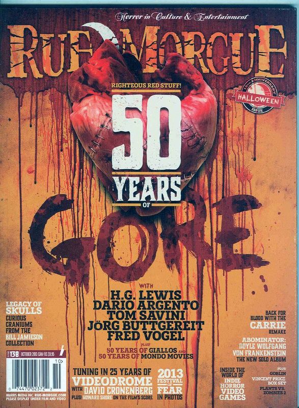 RUE MORGUE magazine side cover Issue 138 October 2013