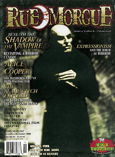 RUE MORGUE magazine side cover Issue 18 November/December 2000