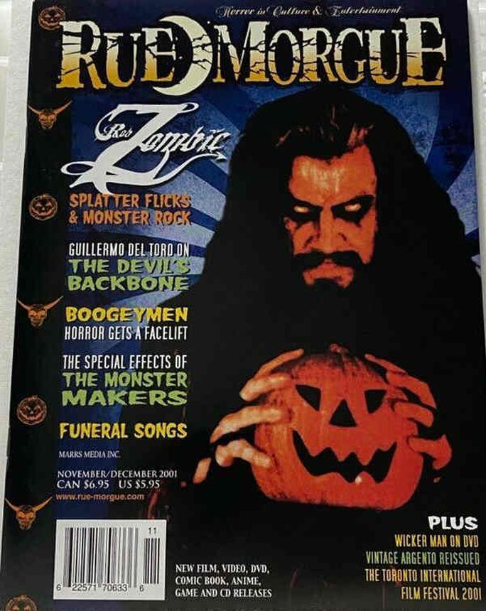 RUE MORGUE magazine side cover Issue 24 November/December 2001