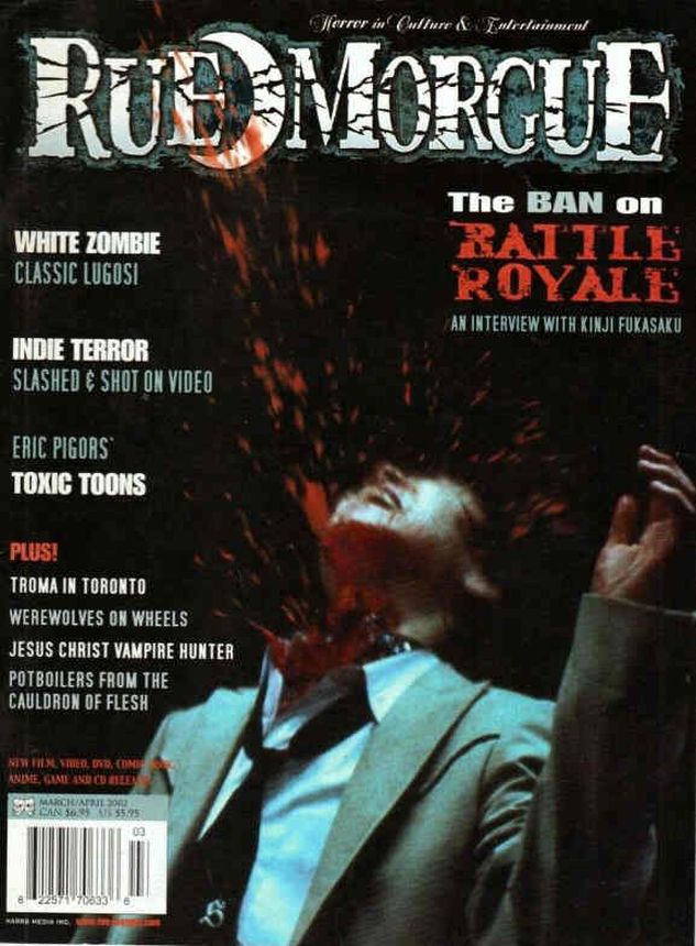 RUE MORGUE magazine side cover Issue 26 March/April 2002