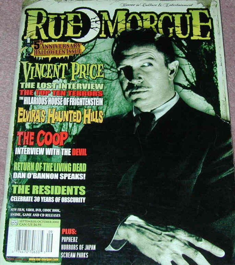 RUE MORGUE magazine side cover Issue 29 September/October 2002