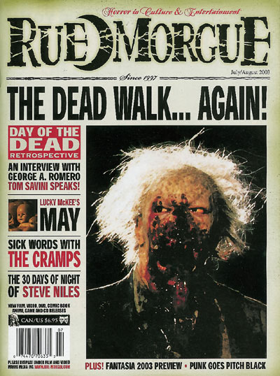 RUE MORGUE magazine side cover Issue 34 July/August 2003